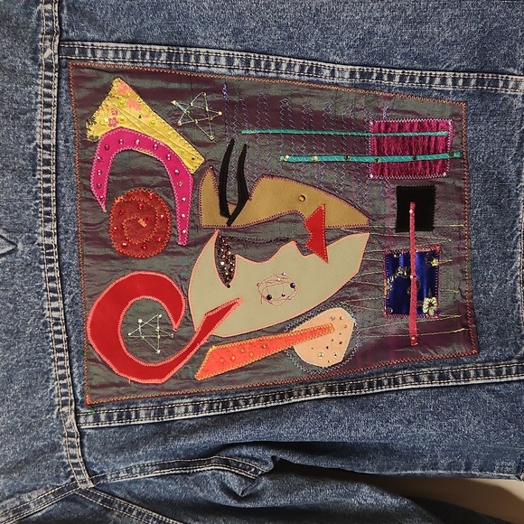 Rare Vintage Women's Custom Decorated Special Order Retro 70's JeanJacket Size S - Picture 10 of 16